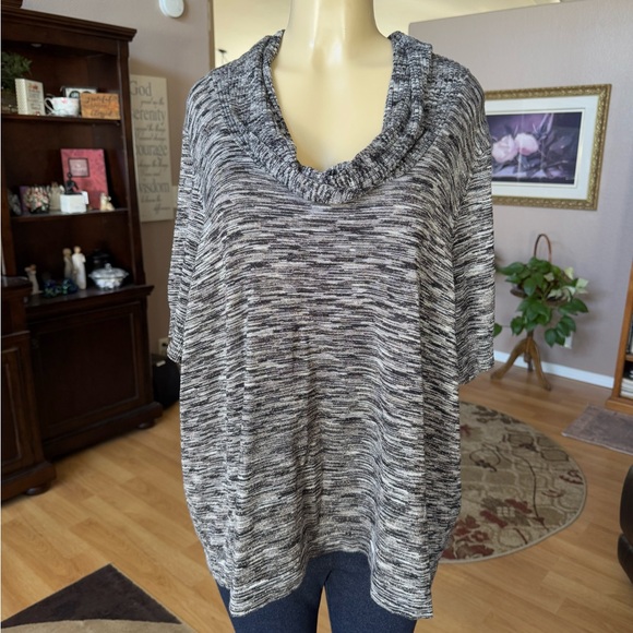 Apt 9 gray, black & gold metallic short sleeve cowl neck sweater-size XXXL - Picture 5 of 9